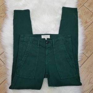 THE GREAT. Green Cord Skinny Jeans